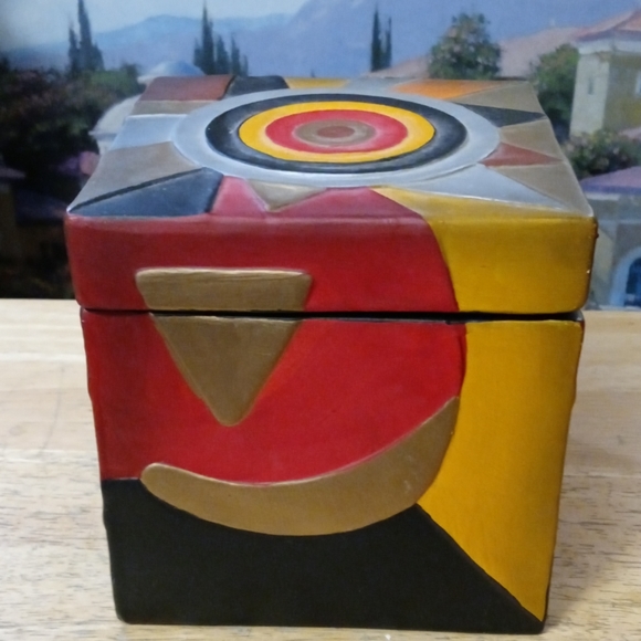 ⛺Vintage Ceramic Mexican Native Trinket Box,Handmade Folk art,Made in Mexico🏤 - Picture 8 of 16